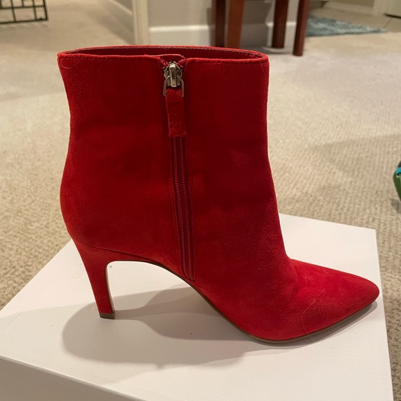 Leith Macee Holiday Red Suede Leather Boots Booties Heels Size 9 - Picture 7 of 12